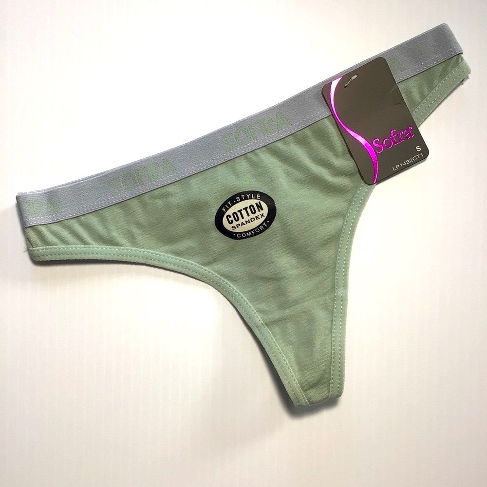Sofra Green and Gray Thong Panties Underwear - Size Small